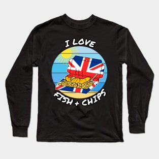 I Love Fish and Chips, Seaside Summer Holiday Long Sleeve T-Shirt